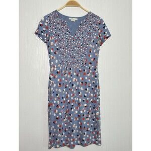 Boden Emory Dress Womens 2 Petite Blue Red Floral Jersey Knit Sheath Knee Length